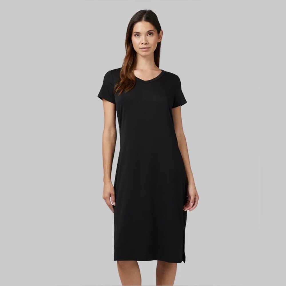 32 Degrees classic black midi T-shirt dress, size extra large XL, Soft